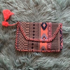 Aztec printed clutch